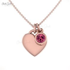 Description Opt for a wonderful and quirky piece of jewelry that will match your needs for simplicity. This smashing piece is timeless and perfect for daily wear. The natural pink tourmaline shines brightly against the backdrop of a 14k solid white gold-plated heart. The whole look will mesmerize and captivate you, and you will not hesitate before adding it to your jewelry collection. This 14k solid gold solitaire necklace is perfect for flaunting your dainty style with a touch of glamour. Minim Pink Round Tourmaline Jewelry, Pink Gemstone Birthstone Necklace In Sterling Silver, Pink Sterling Silver Birthstone Necklace, Pink Minimalist Jewelry For Anniversary, Pink Minimalist Birthstone Necklace, Pink Gemstone Birthstone Necklace For Anniversary, Personalized Pink Minimalist Jewelry, Heart-shaped Pink Sapphire Jewelry As Gift, Heart-shaped Pink Sapphire Jewelry For Gift