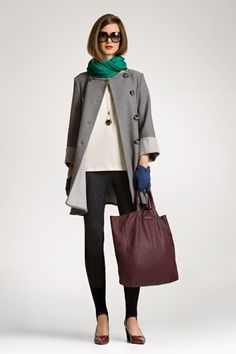 Working Lady, Street Mode, Scarf Bag, Burgundy Bag, Gray Coat, Smart Casual Style, Look Of The Day, Big Bag