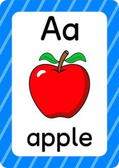 an apple with the letter a on it's front and back side, in blue stripes