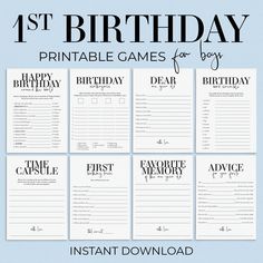 printable birthday games for boys with the words 1st birthday on them