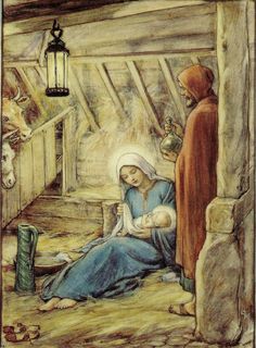 mary took her baby she dressed him so sweet in the manger scene with jesus