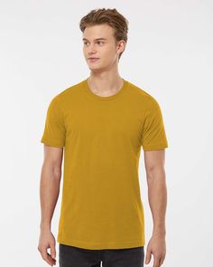 Combed Cotton T-Shirt - MUSTARD - 2XL | Tultex Combed Cotton T-Shirt in Mustard Size 2XL | Ringspun Gold Cotton Short Sleeve Shirt, Gold Short Sleeve Cotton Shirt, Yellow Relaxed Fit Plain T-shirt, Yellow Plain Relaxed Fit T-shirt, Yellow Plain T-shirt With Relaxed Fit, Gold Crew Neck Top With Relaxed Fit, Relaxed Fit Gold Cotton Top, Casual Gold Cotton T-shirt, Gold Cotton Top With Relaxed Fit