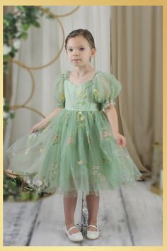 Sage Green Floral Dress, Matching Sister Outfits, Wedding Kids Outfit, Flower Girl Outfit, Green Weddings, Floral Embroidery Dress, Sage Green Floral, Girls Floral Dress, Delicate Embroidery