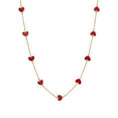 For That Individual Touch Handmade 14k Gold Necklace With Charming Red Hearts. It Is A Delicate Piece With A Strong Contemporary Design. Details: Metal Type: 14k Solid Gold Metal Finish: High Polish Gemstone: Coral Length: 16- 18 Inches (Adjustable) Red Heart Necklace, Jewelry Aesthetic, Hearts Necklace, Necklace Red, Art Deco Necklace, 14k Gold Necklace, Station Necklace, Red Hearts, Ring Photos