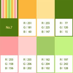 the color scheme for different colors and numbers