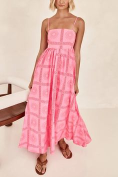 Color: Pink, Size: L Spaghetti Strap Maxi Dress, Lightweight Dress, Strapless Mini Dress, Maxi Dress Blue, Dress Material, Spaghetti Strap Dresses, Cami Dress, White Mini Dress, Dress With Bow