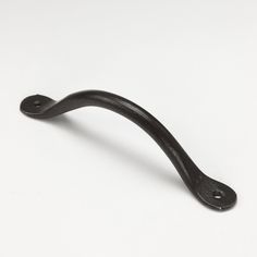 a black metal handle on a white background