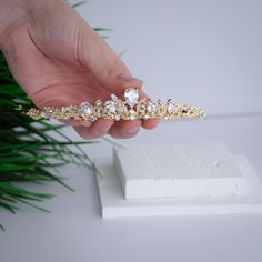 Crystal bridal tiara for your wedding day! Make a statement appearance wearing this bridal headpiece made from high quality lab grown diamonds. This crown is available in silver, gold and rose gold colors. Super shiny Here is the link for earrings if you want to buy them as well: https://www.etsy.com/listing/1295242876/bridal-necklace-gold-wedding-jewelry-set?ref=listings_manager_grid High quality guaranteed by Latasha Bridal! SHIPPING: Standard Shipping: 4-6 business days Priority mail Shipping Wedding Tiara Gold, Gold Bridal Crown, Bridal Crown Crystal, Gold Bridal Crowns, Tiara Gold, Rose Gold Tiara, Crown Crystal, Gold Bridal Necklace, Crystal Bridal Tiaras