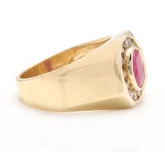 3.00 Carats Natural Ruby and Diamond 14K Solid Yellow Gold Men's Ring Amazing looking piece! Suggested Replacement Value $6,800.00 Total Natural Round Cut Diamonds Weight: Approx. 0.80 Carats (color G-H / Clarity SI1-SI2) Total Ruby Weight is: Approx. 2.20 Carats Ruby Treatment: Heat Width of the ring is: 15.00mm Ring Weights: Approx. 12.00 grams Disclaimer: all weights, measurements and colors are approximate and may vary slightly from the listed dimensions or as seen in the image. All pictures Emerald Cut Aquamarine Ring, Yellow Gold Mens Rings, Expensive Rings, Emerald Cut Rings, Red Band, Men's Ring, Natural Ruby, Quality Diamonds, Solid Yellow