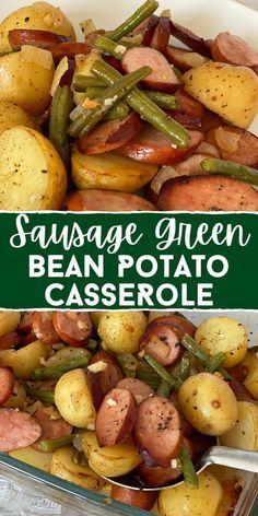 sausage and green bean potato casserole is an easy side dish for any meal