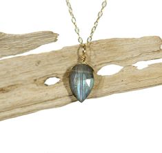 "Labradorite necklace, dainty necklace, teardrop pendant, rainbow crystal necklace, blue gemstone pendant, flashy labradorite, something blue - LB8C A super flashy labradorite drop is wire wrapped onto a 14k gold vermeil or sterling silver chain in the length of your choice! Please choose your favorite gem as shown in the 4th photo. Need a few reasons to love labradorite other than for its beauty? ♥ Transformation ♥ Promotes psychic abilities ♥ Strengthens our will ♥ Stimulates imagination ♥ Cal Labradorite Blue Necklace As Gift, Teardrop Labradorite Necklace, Elegant Labradorite Teardrop Pendant Jewelry, Gold Faceted Labradorite Necklace, Beauty Transformation, Handmade Drop-shaped Labradorite Necklaces, Labradorite Necklace, Rainbow Crystal, Labradorite Necklaces