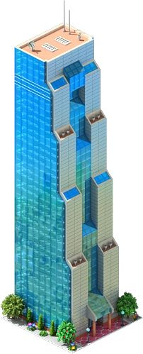 an image of a tall building that is in the shape of a cube with windows