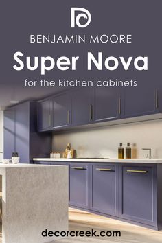 Super Nova 1414  for the Kitchen Cabinets by Benjamin Moore Lower Cabinets, Low Cabinet, Modern Aesthetic, Brushed Nickel