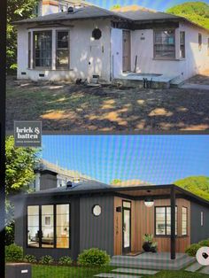 before and after photos of a house in the process of remodeling it