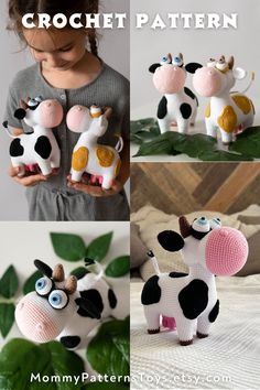 Crochet amigurumi pattern toy Cow Doris by @MommyPatterns. The PDF file is available for download immediately after payment. #amigurumi #crochetpatterns #crochetanimals #crochettoys #amigurumicow Crochet Cows, Easy Amigurumi Crochet, Crochet Pattern Cow, Amigurumi Design, Easy Amigurumi, Knitting Group, Animals Pattern, Crochet Cow, Toys Crochet