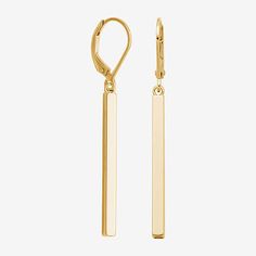 Features: Quick ShipEarring Back: Lever BackMetal Color: YellowEarring Length: 46.7mmEarring Width: 2.3mmCare: Wipe CleanEarrings Style: Drop EarringsMetal: 18k Gold Over SilverCountry of Origin: Imported Earrings Drop, Silver Drop Earrings, Jewellery And Watches, 18k Gold, Fine Jewelry, Women Jewelry, Drop Earrings, Silver, Gold