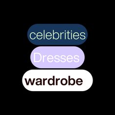 the words celebrites, dresses, and wardrobe are shown in different colors