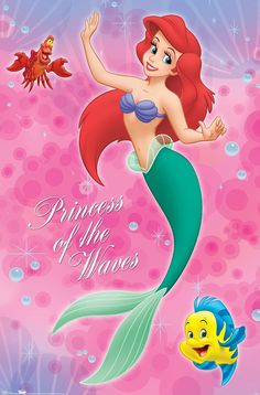 the little mermaid from disney's movie, princess of the waves with her fish