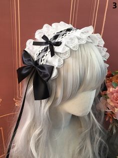 This adorable Lolita lace hairband is perfect for adding a sweet, versatile touch to your outfits. Handmade with intricate lace details, this original hair accessory is ideal for any Lolita fashion enthusiast. Elevate your look with this charming and beautifully crafted piece. Garment Size SizeFree SizeLength30Width12 Outfit Details Aesthetic, Anime Hair Accessories, Aesthetic Hair Accessories, Head Veil, Lace Hairband, White Goth, Fancy Bows, Lace Accessories, Lace Headband