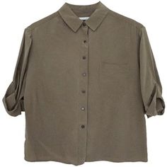 Pre-owned Jaeger Chic Casual Cropped In 100% Washed Silk Button Down Shirt Uk 10 Brown Shirts, Silk Button Down Shirt, Blouse Crop, Silk Crop Top, Shirts Crop, Brown Crop Top, Cropped Shirts, Girlfriend Shirts, Silk Blouses