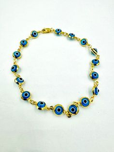 Evil Eye 14k yellow Gold  Bracelet 7 3/4" Eye Symbol, Yellow Gold Bracelet, Bracelets And Charms, Evil Eye, Stylish Accessories, Vintage Watches, Antique Jewelry, Vintage Antiques, Jewelry Watches