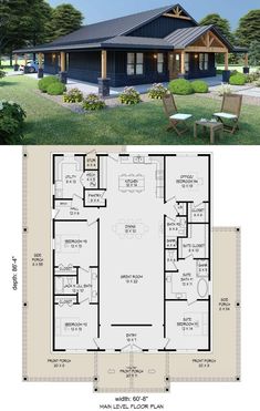 the floor plan for this modern house is very large and has two living areas in it