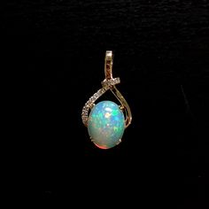 3.2ct Opal Infinity Pendant w Earth Mined Diamonds in Solid 14K Gold Oval 10x8mm Designer Silver Jewellery, Infinity Pendant, Jewelry Showcases, Birthstone Gifts, October Birthstone, Natural Earth, Earring Findings, Pendant Bracelet, October Birth Stone