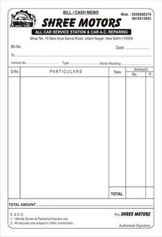 an invoice form with the words, three motors