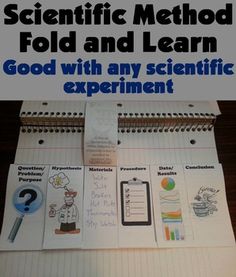 a notebook with the title scientific method fold and learn good with any scientific experiment