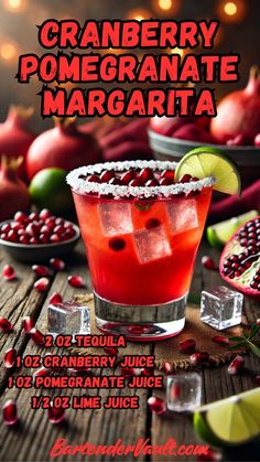 the cranberry pomegranate margarita is ready to be served at your next party