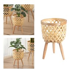 Store Home | Home & Garden | Clothing, Shoes & Accessories | Musical Instruments & Gear| Consumer Electronics | eBay Motors | Computers/Tablets & Networking Hand Woven Flower Pot Storage Basket Detachable for Balcony Planters Bedroom Description: Hand Woven Flower Pot: Handmade Rattan balcony Flower Pot, stable tripod stand You need to simply assemble it by yourself. Smooth : Wooden balcony Flower Baskets, can be used with dried flowers, silk flowers, potted plants. Detachable Legs :The stable l Mid Century Modern Planter, Planter Cover, Balcony Planters, Pot Storage, Support Pour Plante, Wooden Plant Stands, Bamboo Basket, Bamboo Weaving, Wooden Flowers