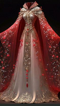 Red And Gold Fantasy Dress, Cheap Ball Gowns, Old Fashion Dresses