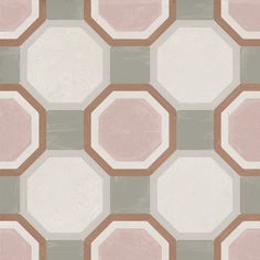 an image of a tile pattern that looks like hexagonals in pink and grey