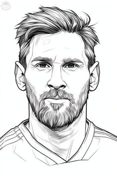 a black and white drawing of a man's face, with the beard pulled back