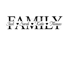 the words family are written in black on a white background