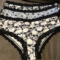 Questions? Leave A Comment Below! New Look Great For The Season Morvia 3pk Lace Trim Skater Goth Emo Panties L Skulls Stars Lingerie Underwear Skater Goth, Trad Goth, Alt Outfits, Aesthetic Hoodie, Women's Intimates, Lace Trim, Black Gray, New Look, Looks Great