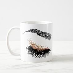 Lashes Beauty Makeup Girl Lash Extension Rose Mug | Zazzle.com Diy Makeup Brush Holder, Diy Mug Designs, Diy Makeup Brush, Lash Extensions Makeup, Dark Eyeshadow, Lash Room, Diy Mugs, Makeup Girl, Lashes Beauty