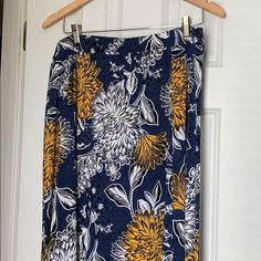 Only Worn Once! Basically Brand New! Pet Free Smoke Free Home!! Blue Stretch Skirt With Floral Print, Blue Floral Print Stretch Skirt, Yellow Maxi Skirt, Yellow Maxi Skirts, Women Dress Collection, Yellow Maxi, Blue And Yellow, Women Dress, Blue Gold