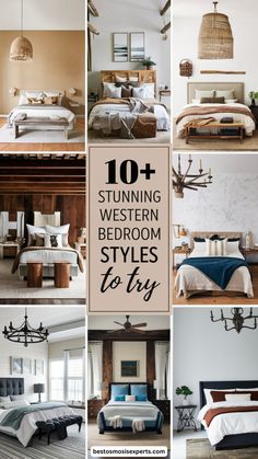 the top 10 stunning western bedroom styles to try for your home decorating style, including bedding and pillows