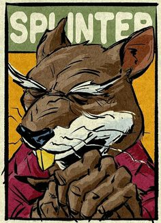 a drawing of a wolf with the words spinter on it's face