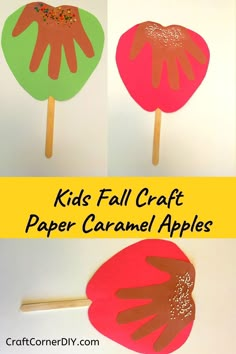 kids'fall craft paper caramel apples made with popsicles and colored construction paper