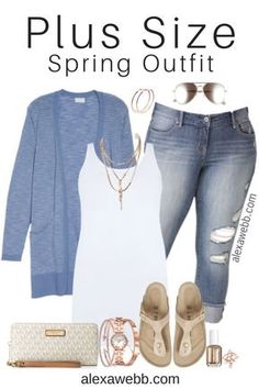 Plus Size Spring Cardigan Outfit - Plus Size Spring Casual Outfit - Plus Size Fashion for Women - alexawebb.com Spring Cardigan Outfit, Cardigan Outfit Spring, Spring Cardigan, Plus Size Summer Fashion, Alexa Webb, Casual Chic Outfits, Outfit Cardigan, Spring Cardigans