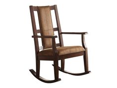 Butsea Rocking Chair - Ornate Home Living Room Sunroom, Tall Chair, Wooden Rocker, Upholstered Rocking Chairs, Tall Chairs, Wooden Rocking Chairs, Wood Rocking Chair, Brown Cushions, Acme Furniture