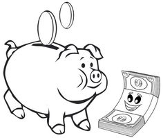 a pig and money are flying in the air