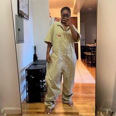 Never Worn, Bought At A Thrift Store. Size L/Xl Beige Workwear Overalls, Dickies Coveralls, Suit Jumpsuit, Boiler Suit, Work Suits, Thrift Store, Jumpsuit, Man Shop, Cream