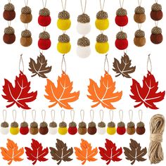 PRICES MAY VARY. Package content: you will get a set of 43 pieces Thanksgiving felt ornaments, including 25 pieces of felt acorn balls in 5 colors, namely white, red, camel, brown and yellow, 5 pieces of each color, and 18 pieces of maple leaf decorations in 3 colors, red, orange and camel, 6 pieces of each color, sufficient quantity for your daily use and replacement Delicate design: these fall DIY felt crafts decorations are inspired by acorns and maple leaves in autumn; Acorns are round and l Mini White Christmas Tree, Felt Acorn, Decoration For Thanksgiving, Tree Hanging Decor, Thanksgiving Party Favors, Felted Acorns, Leaf Cutout, Acorn Ornaments, Leaf Ornament