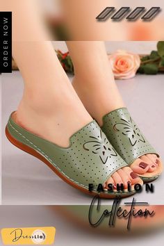 New Shoes Sandals Women Outdoor Walking Shoes Retro Ladies Shoes Slip On Women Shoe Slipper Female Zapatillas Muje Footwear Casual Green Flat Heel Sandals, Casual Green Flat Sandals, Comfortable Green Flat Sandals, Non-slip Open Toe Slippers, Green Round Toe Slippers For Spring, Comfortable Green Sandals With Flat Heel, Comfortable Green Flat Heel Sandals, Comfortable Closed Toe Slippers For Spring, Green Open Toe Slippers With Cushioned Footbed