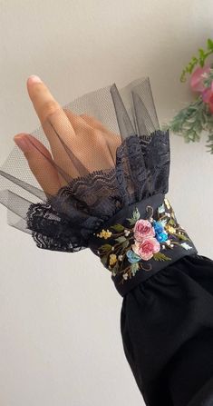 Embroidered Lace cuff Cuff Embroidery, Lace Cuff Bracelet, Handmade Mittens, Floral Cuff, Embroidered Necklace, Lace Cuffs, Floral Bracelet, Baby Hair Bows, Embroidered Collars