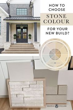 a house that has been painted white with the words how to choose stone color for your new build?