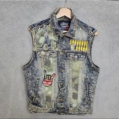 The Heritage By America 76 Denim Camo Blend Denim Vest Jean Vest 5115 Jean Vest, Denim Vest, Jean Coat, Camo, Mens Jackets, Blue Green, Jackets & Coats, Man Shop, Green